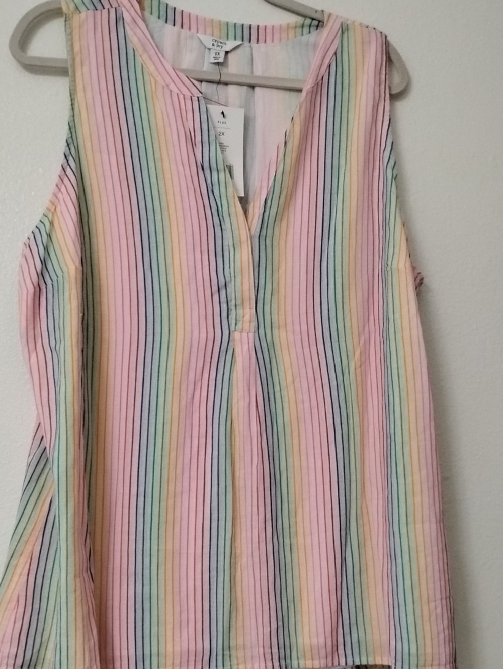crown & ivy Pastel Multi-Stripe Sleeveless Blouse